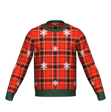 Load image into Gallery viewer, Women&#39;s Christmas Tartan Knitted Sweater Green Trim
