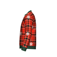 Load image into Gallery viewer, Women&#39;s Christmas Tartan Knitted Sweater Green Trim
