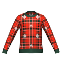 Load image into Gallery viewer, Men&#39;s Christmas Tartan Knitted Sweater Green Trim
