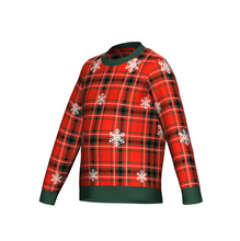 Load image into Gallery viewer, Men&#39;s Christmas Tartan Knitted Sweater Green Trim
