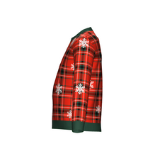 Load image into Gallery viewer, Men&#39;s Christmas Tartan Knitted Sweater Green Trim
