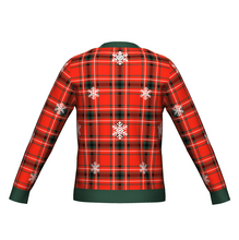 Load image into Gallery viewer, Men&#39;s Christmas Tartan Knitted Sweater Green Trim
