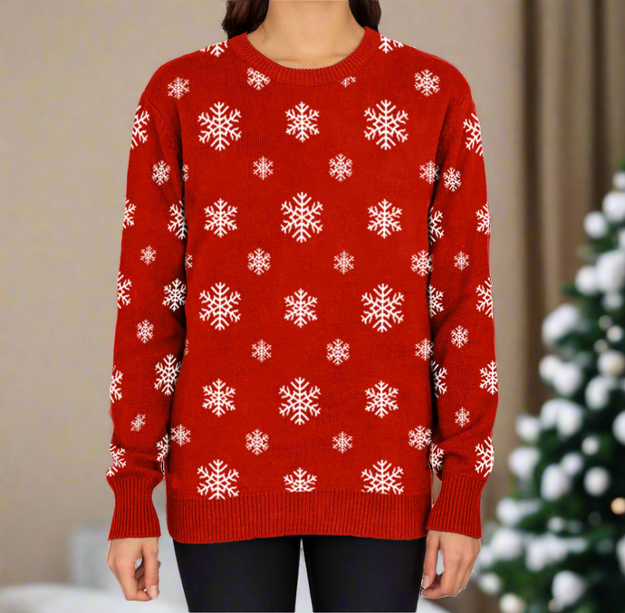 Love to Sing Christmas Snowflake Pattern Knitted Sweater 