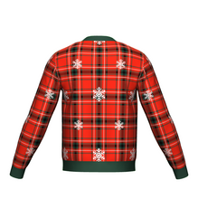 Load image into Gallery viewer, Women&#39;s Christmas Tartan Knitted Sweater Green Trim
