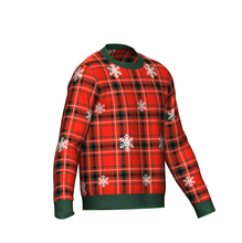 Load image into Gallery viewer, Women&#39;s Christmas Tartan Knitted Sweater Green Trim
