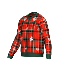 Load image into Gallery viewer, Women&#39;s Christmas Tartan Knitted Sweater Green Trim
